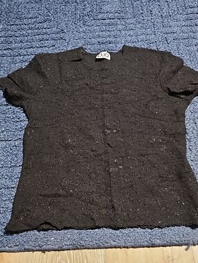 Clio Black Sparkle Short Sleeve Top